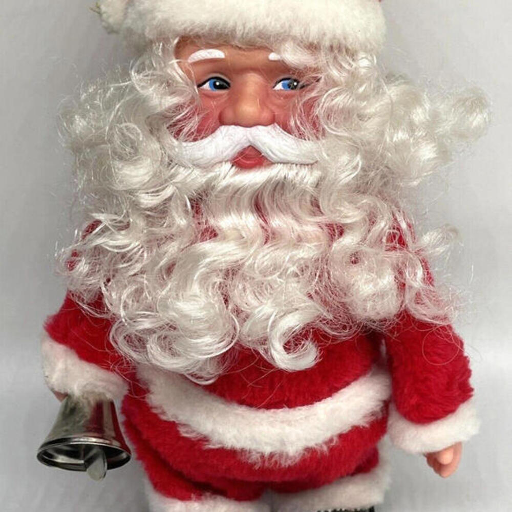 Vintage Animated Santa Claus 9.5" Rolling Bell Ringer Doll Taiwan NOT WORKING